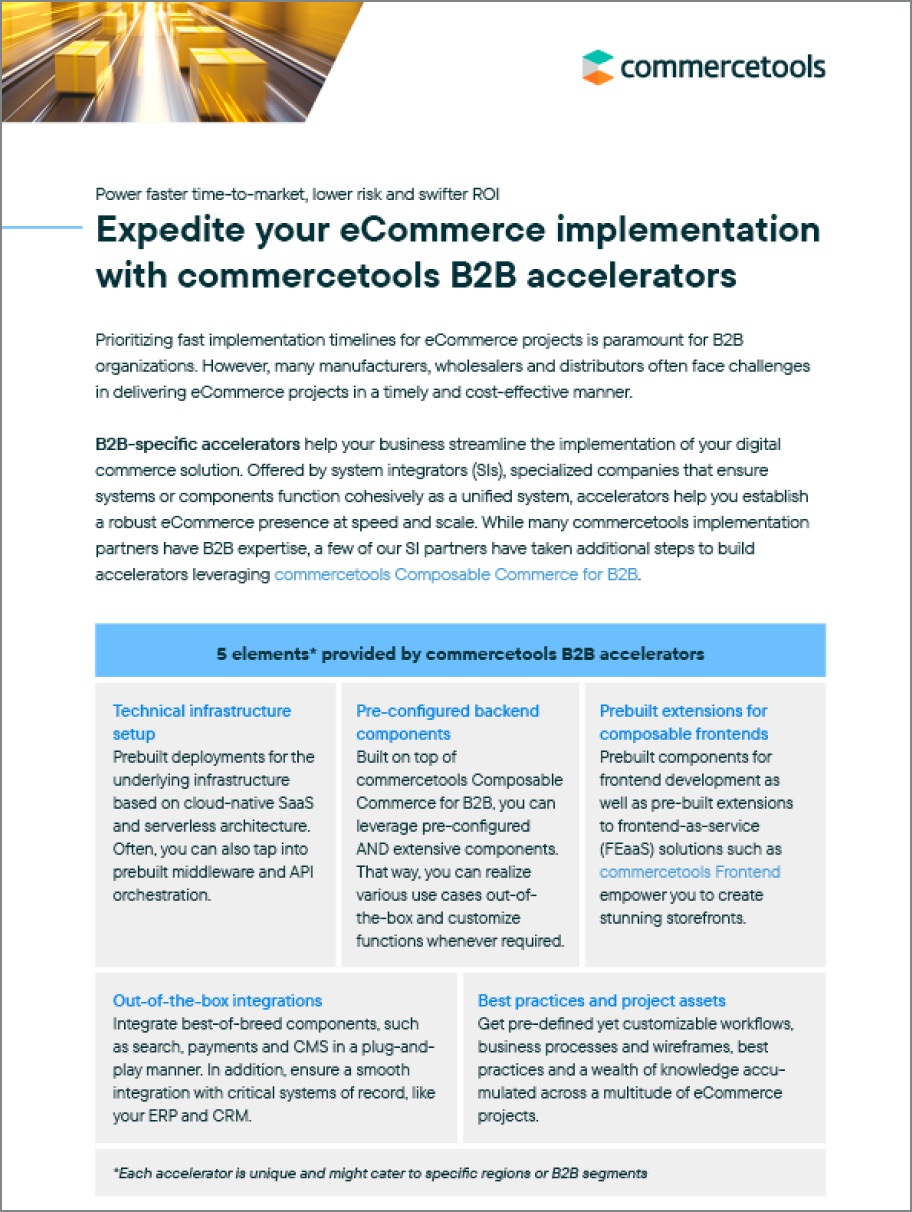 commercetools Composable Commerce for B2B: Accelerators