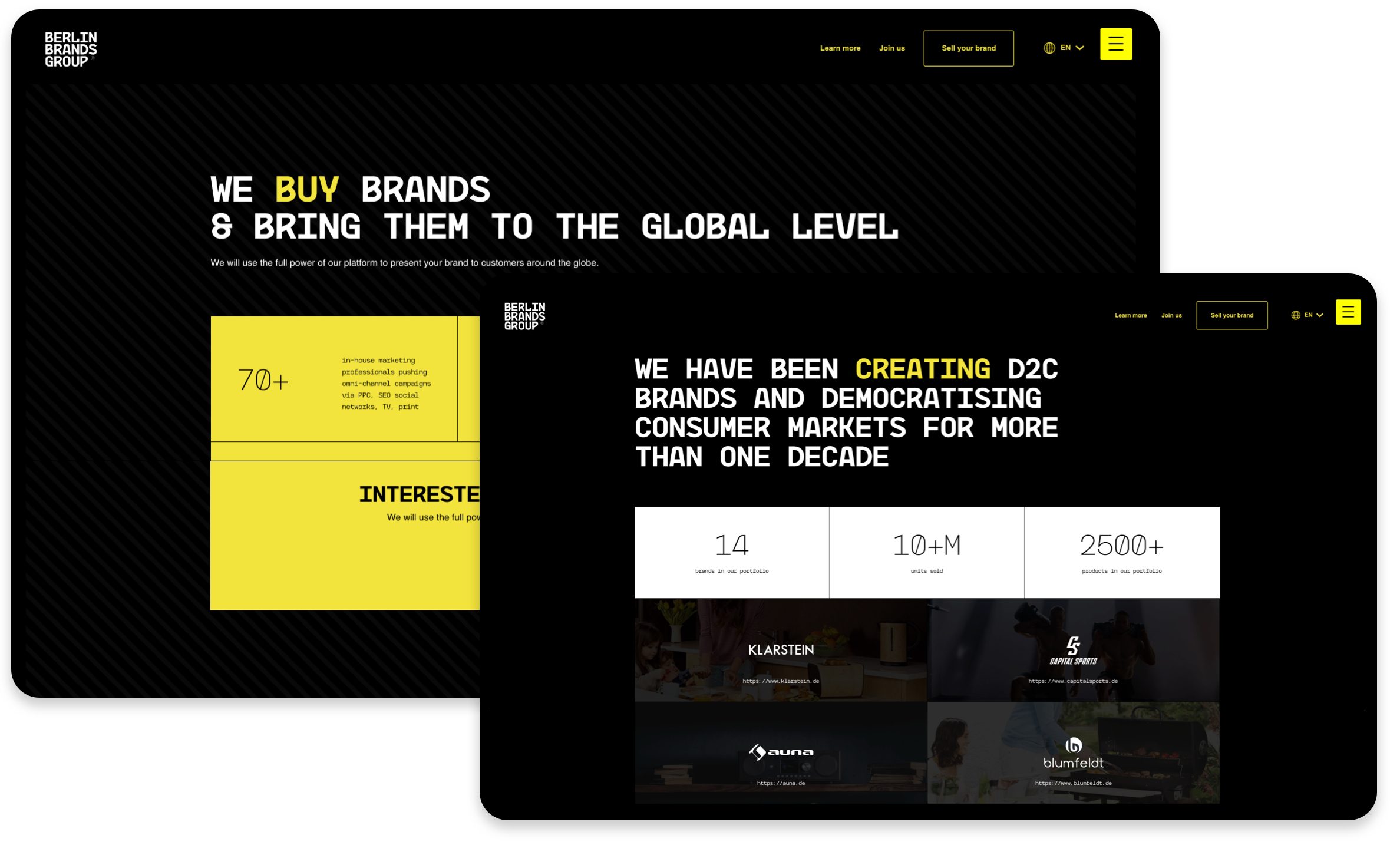 BBG's best-of-breed commerce architecture allows them to tailor each of their brands' web presences according to their style and context