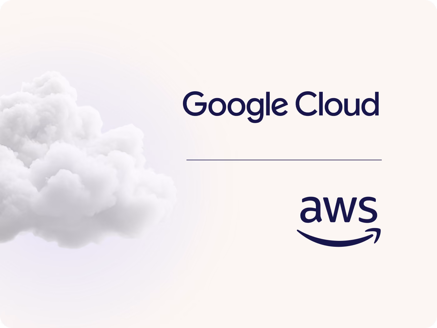 Google cloud and AWS logos and cloud (the one in the sky)