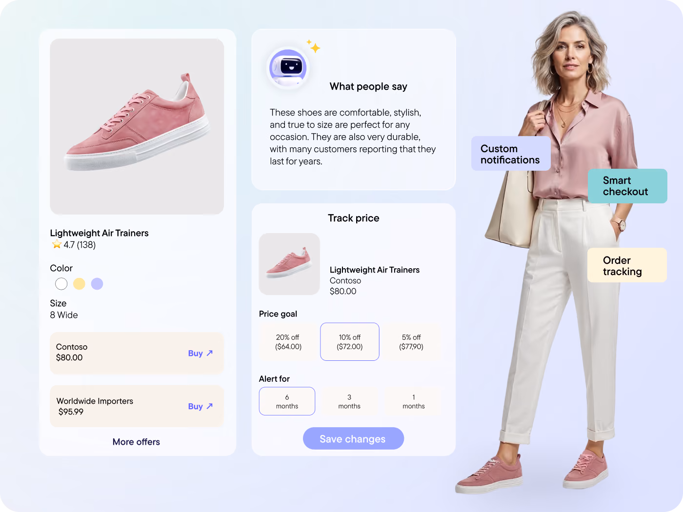 Launch and orchestrate agent-driven commerce experiences quickly using your existing platform. Enable new AI-powered shopping interactions without rebuilding core commerce infrastructure.