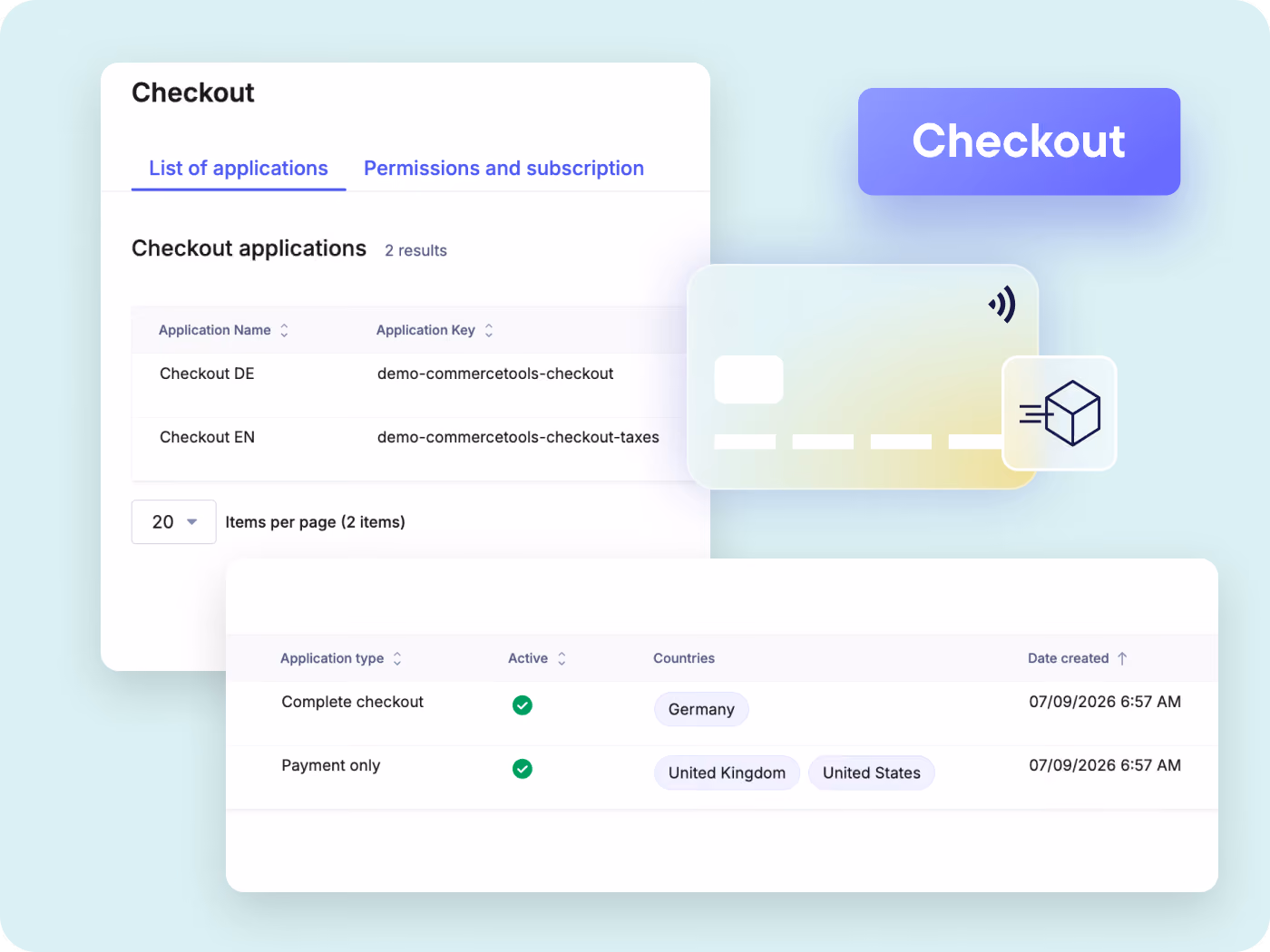 Launch checkout faster with a complete, customizable checkout experience. Integrate leading payment providers, tailor the experience to your brand and extend it across every sales channel.