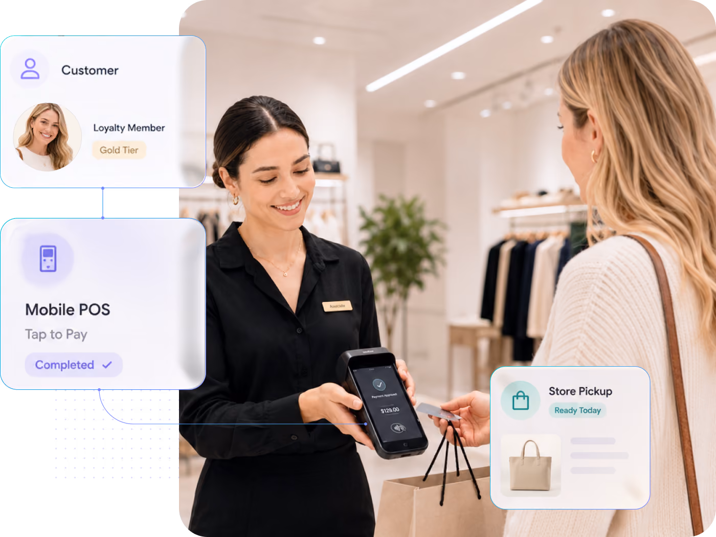 Store associate taking a mobile POS payment in-store