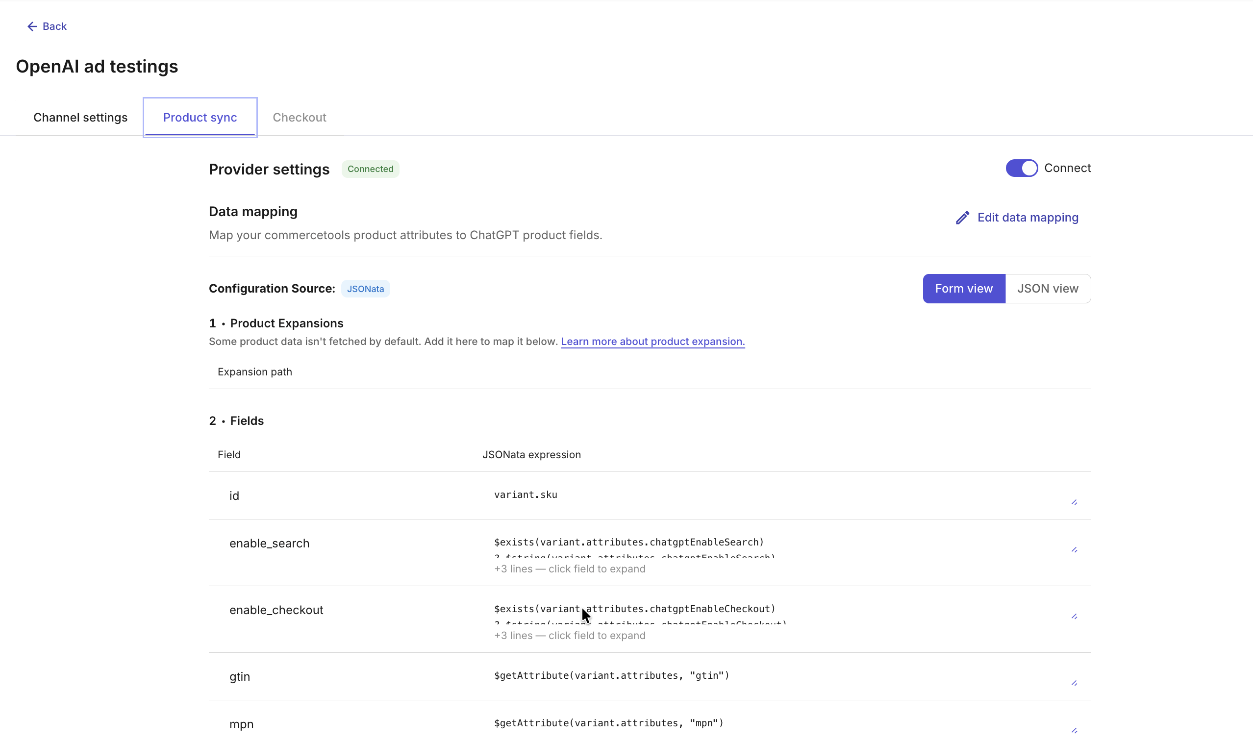Mapping product attributes to ChatGPT.