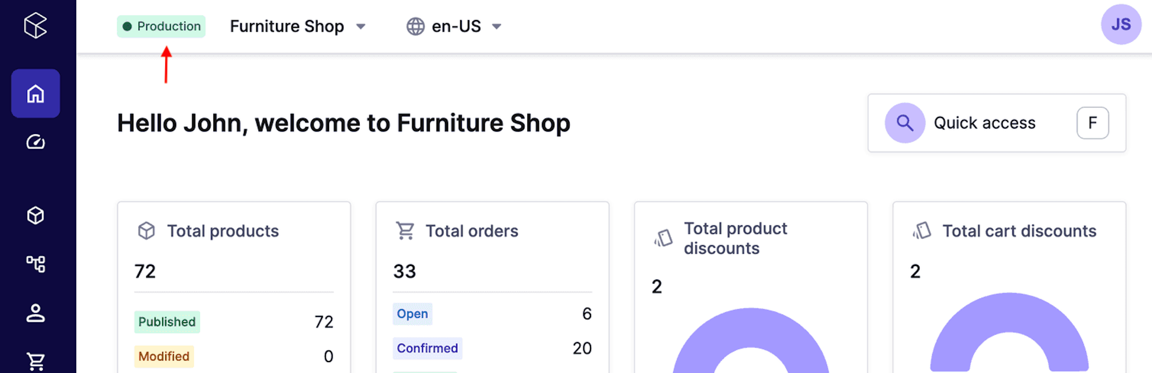 commercetools Merchant Center with Products and Locales