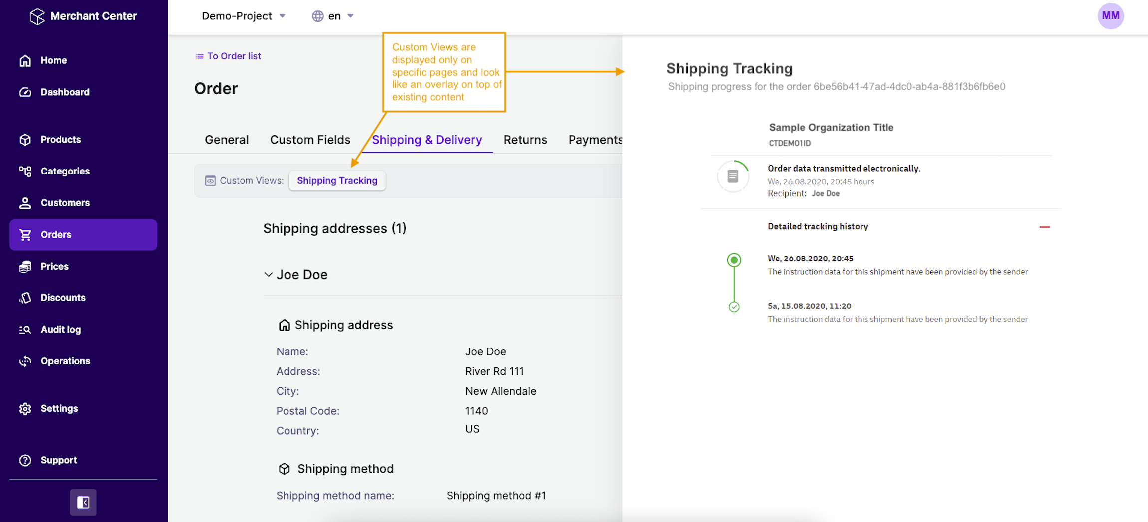 commercetools extensibility options in the Merchant Center