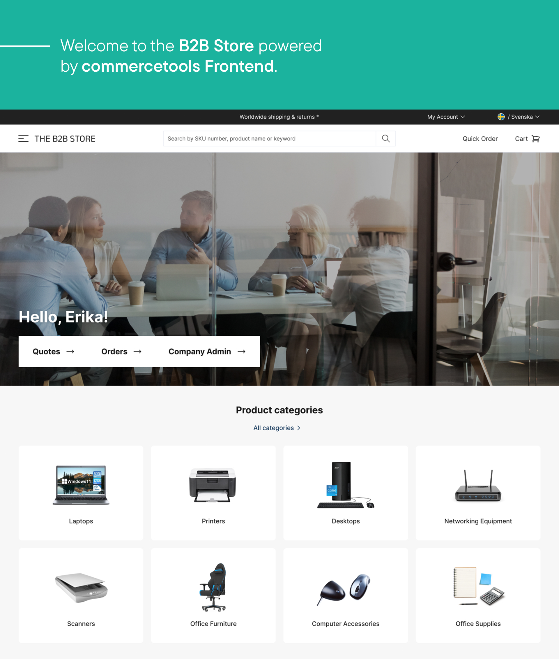Welcome to The B2B Store powered by commercetools Frontend
