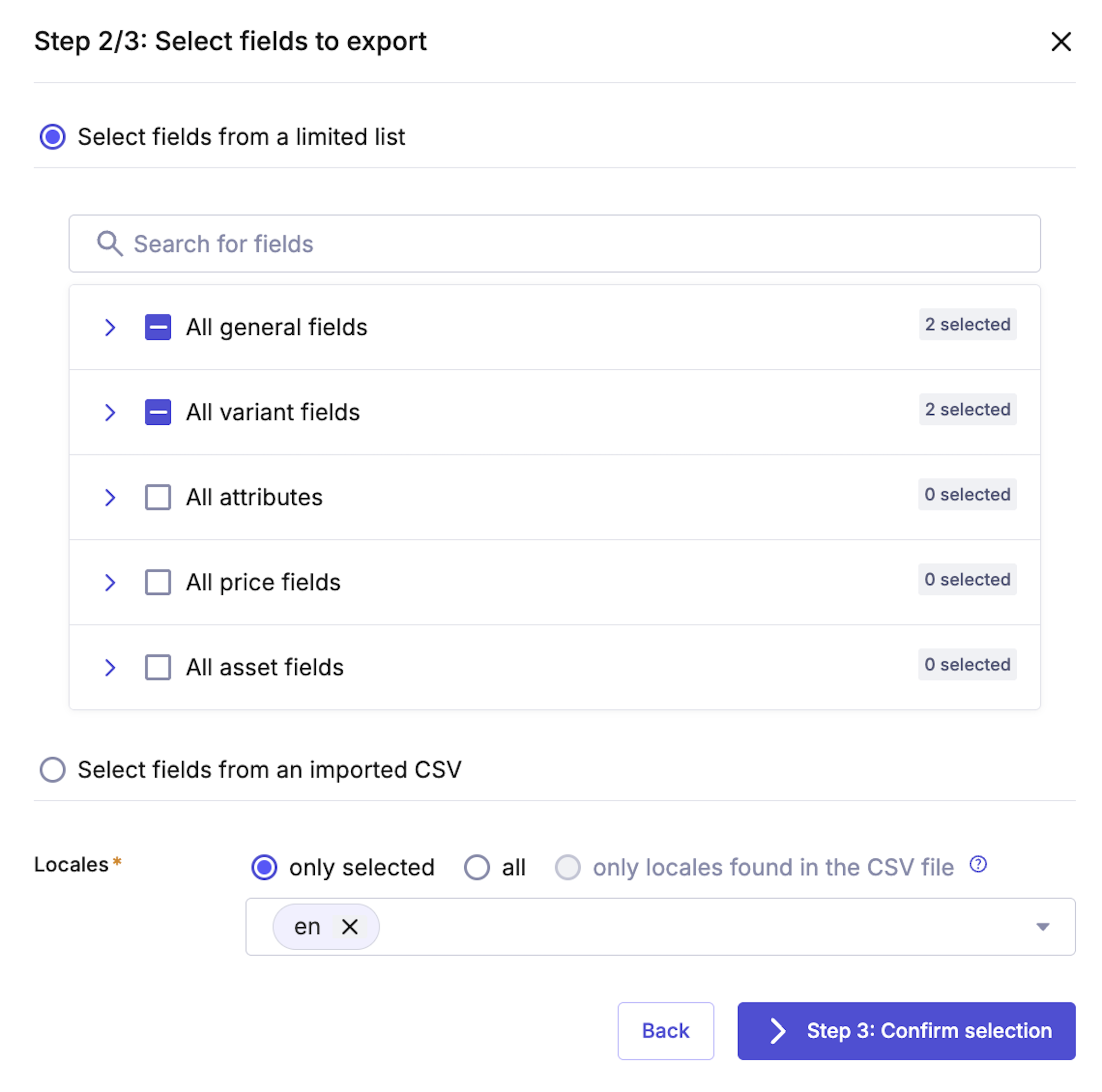 Filtering the data you need for data export.