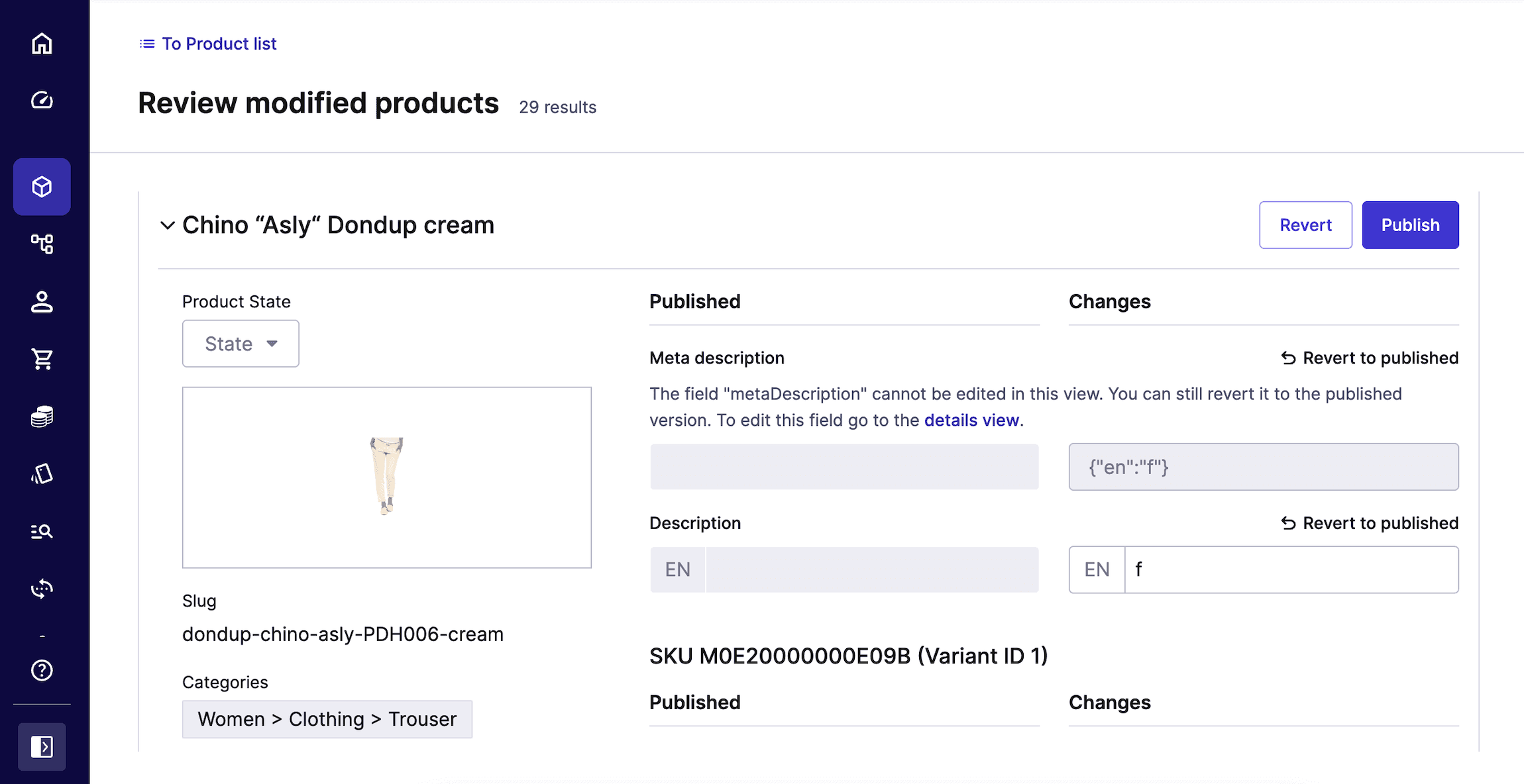 Review modified products in the Merchant Center.