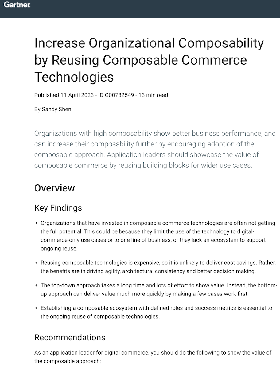 Increase Organizational Composability by Reusing Composable Commerce Technologies