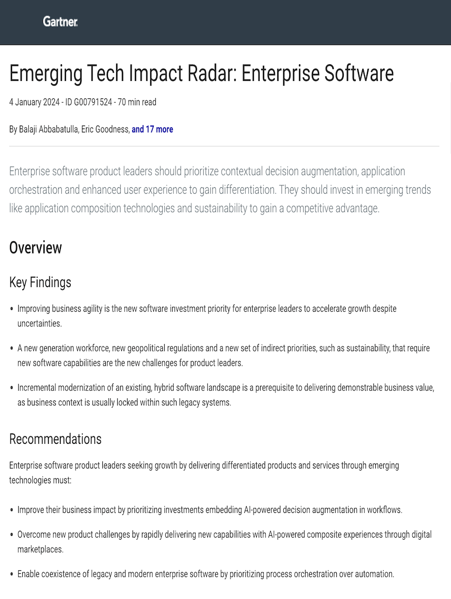Emerging Tech Impact Radar: Enterprise Software