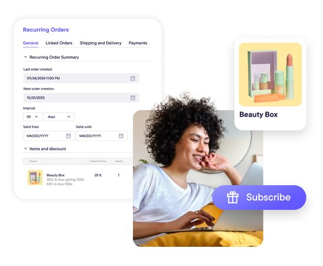 A customer's account page showing the interface for setting up and managing a flexible delivery schedule for recurring orders.