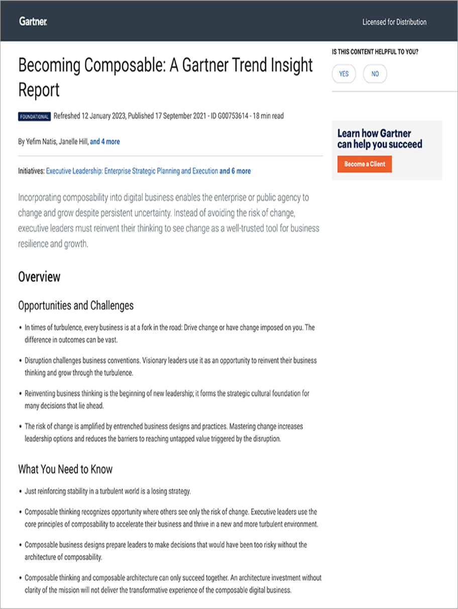 Becoming composable: A Gartner Trend Insight Report